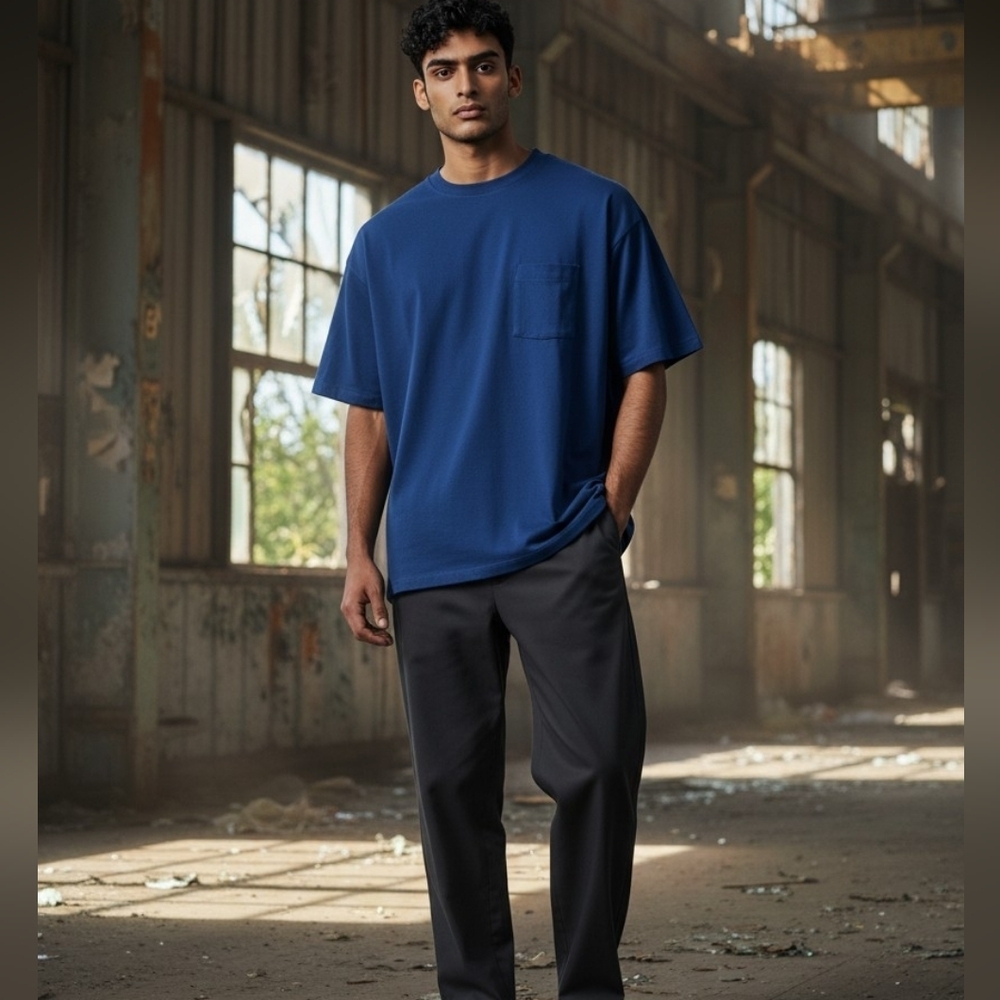 Men's Blue Pocket Tee - Relaxed Fit